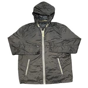 Alfani Windbreaker Light Rain Hoodie Zip Jacket Brown